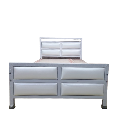 Bowzar Double Bed 4X6.5 Feet 4 Cushions Unique Design White