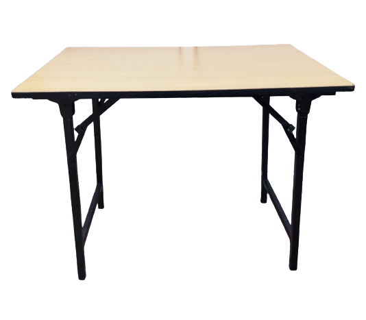 Bowzar Folding Table 3X2 Feet Metal Frame Water Resistant Top Beige Color
