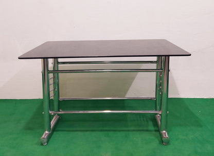 Bowzar Stainless Steel Dining Table 4 Seater for Resturant Cafe Hotel Heavy Quality