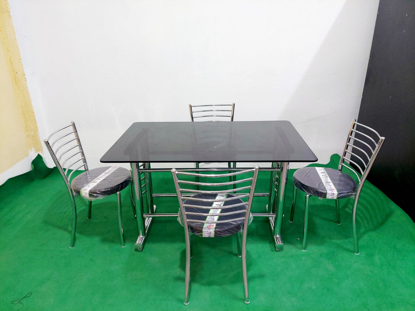 Bowzar Jali Stainless Steel Table Restaurant Dining Table Set 4 Seater