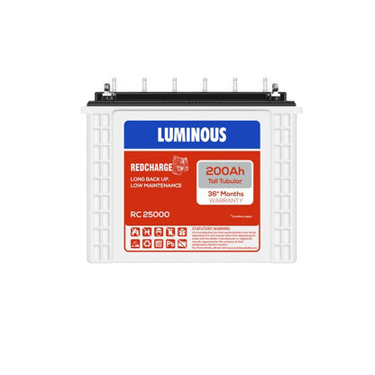 Luminous RC25000 Tall Tubular Inverter Battery 200Ah Warranty 36 Months