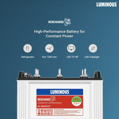 Luminous RC18000ST 150AH Short Tubular Battery 36 Months Warranty