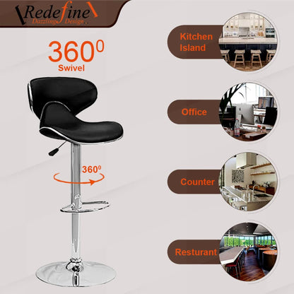 Bowzar REVOLVING Black Height Adjustable BAR Stool/Kitchen Chair Suitable for Kitchen, Cafeteria, Dining,Pubs, Office,Shops