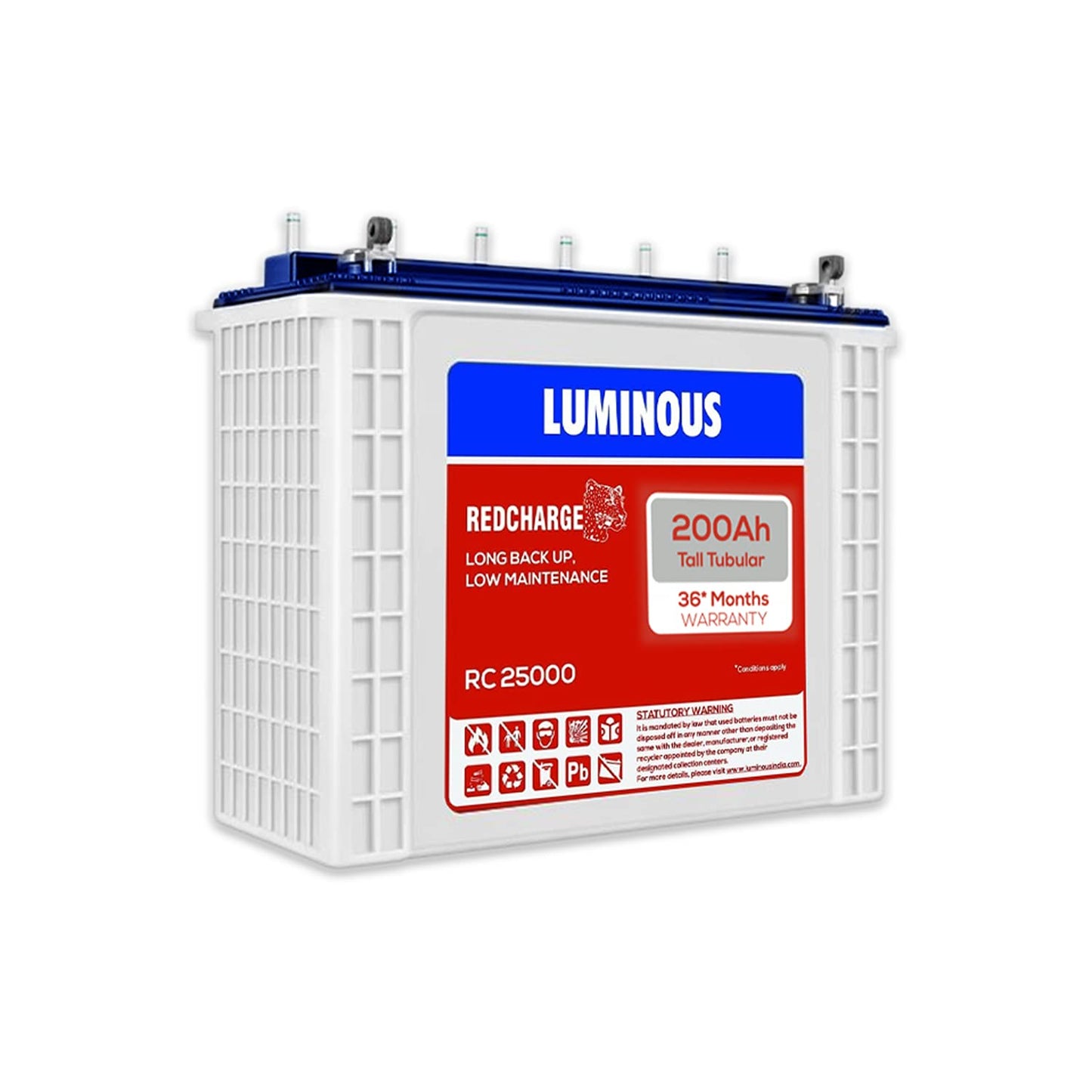 Luminous RC25000 Tall Tubular Inverter Battery 200Ah Warranty 36 Months