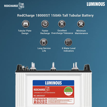 Luminous RC18000ST 150AH Short Tubular Battery 36 Months Warranty