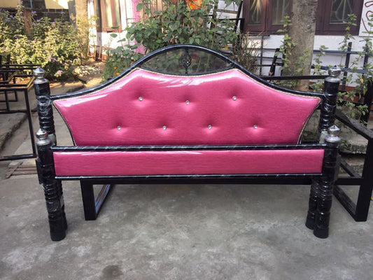 Bowzar Metal Iron Bed Dhanush Model Queen Size 5X6.5 Feet Pink