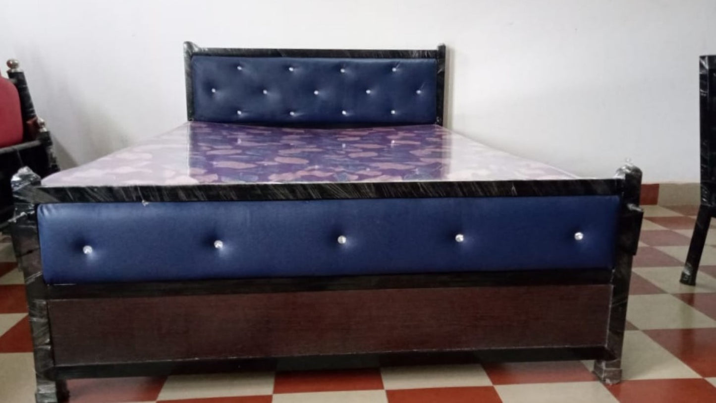 Bowzar NM Metal Bed King Size 6X6.5 Feet Navy Blue Mattress Not Included