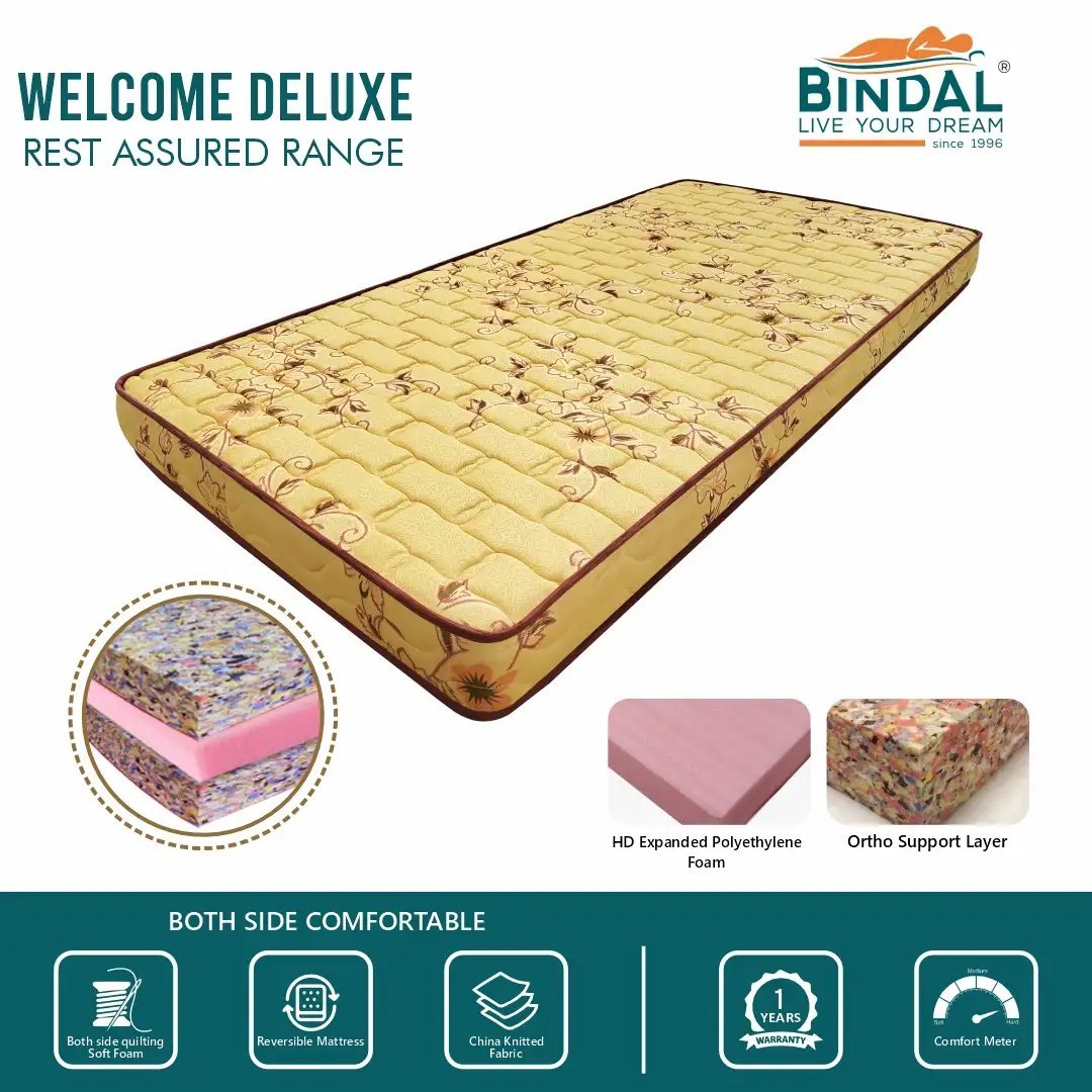 Bindal Welcome DLX 5 Inch Mattress Queen Size 60X72 Inch 5X6.5 Feet